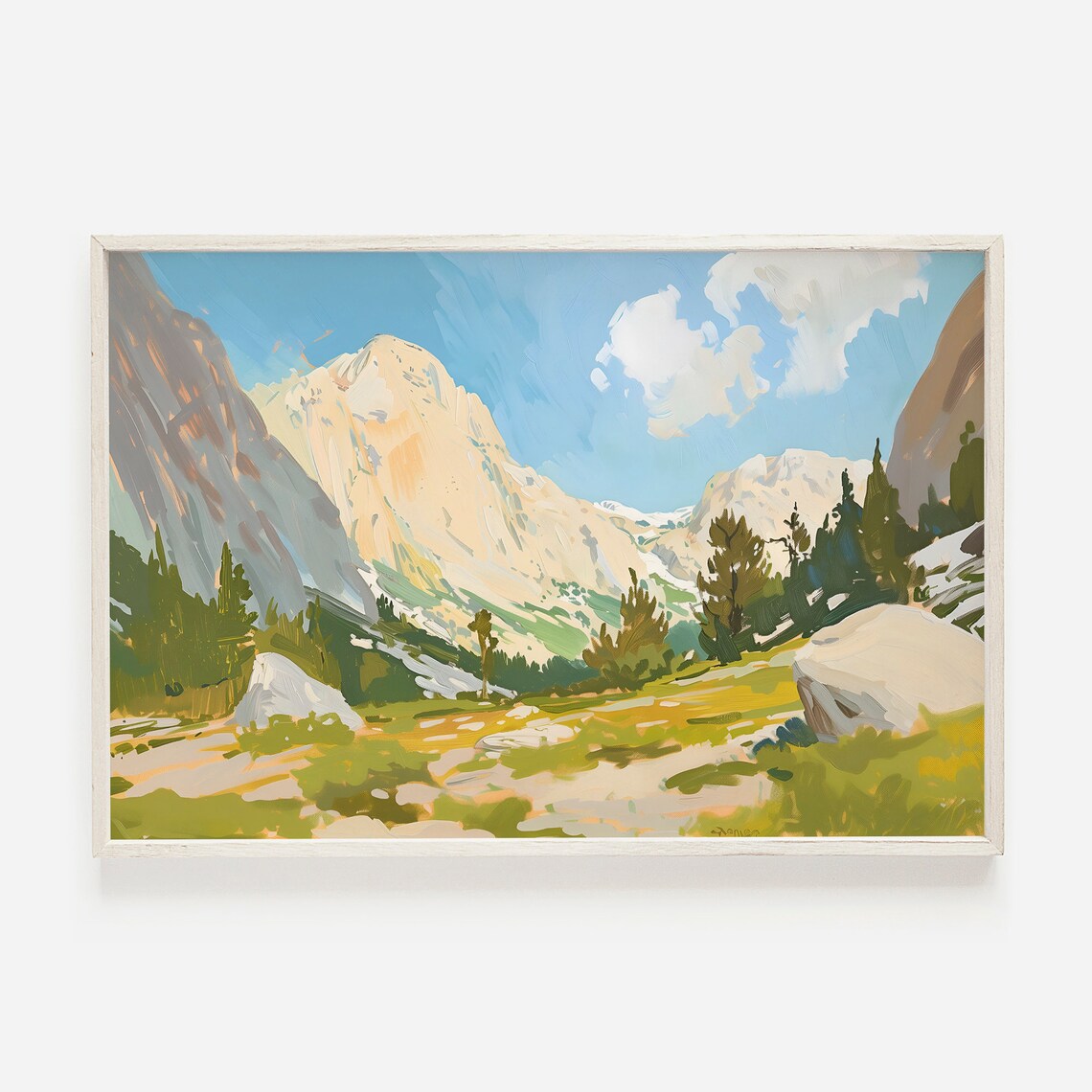 Yosemite National Park Granite Valley Summer Painting Scenic Landscape Print