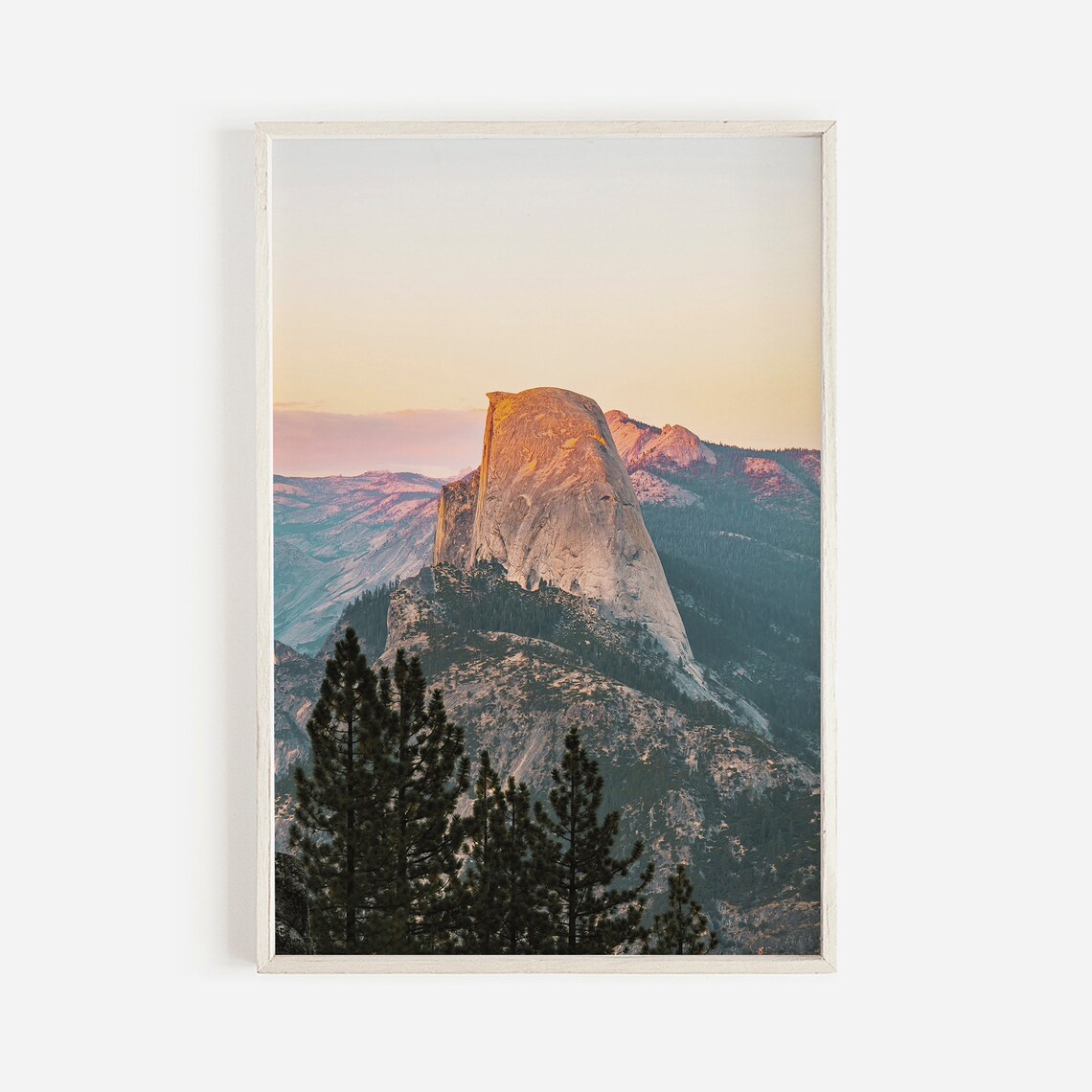 Half Dome Sunset View Pastel Mountain Travel Poster
