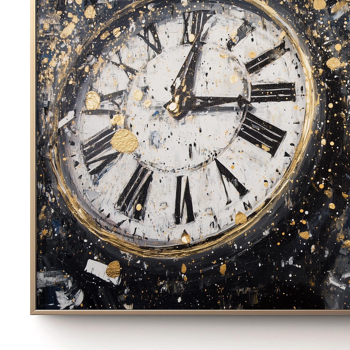 New Years Eve Countdown Clock Near Midnight Black Gold Abstract Poster - Image 3