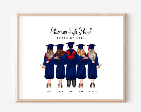 Group Graduation Personalized Print Group Of Grad Friends College Graduation Gift For Best Friends Class Of 2024 High School
