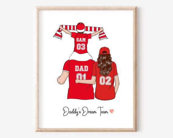 Daddys Dream Team Personalised Print Football Family Print Fathers Day Gift Granddad Dad Birthday Gift Soccer Family Gift
