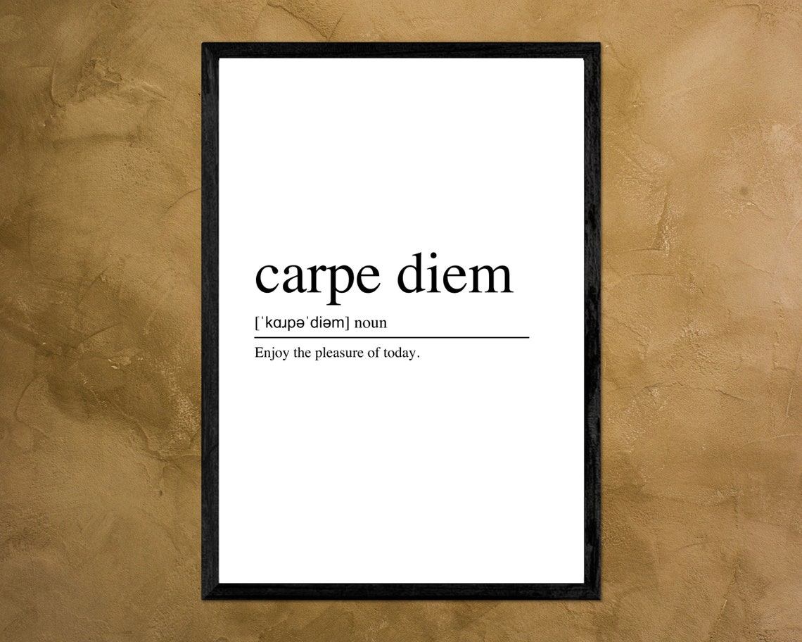 Carpe Diem Latin Quote Dictionary Definition Typography Poster