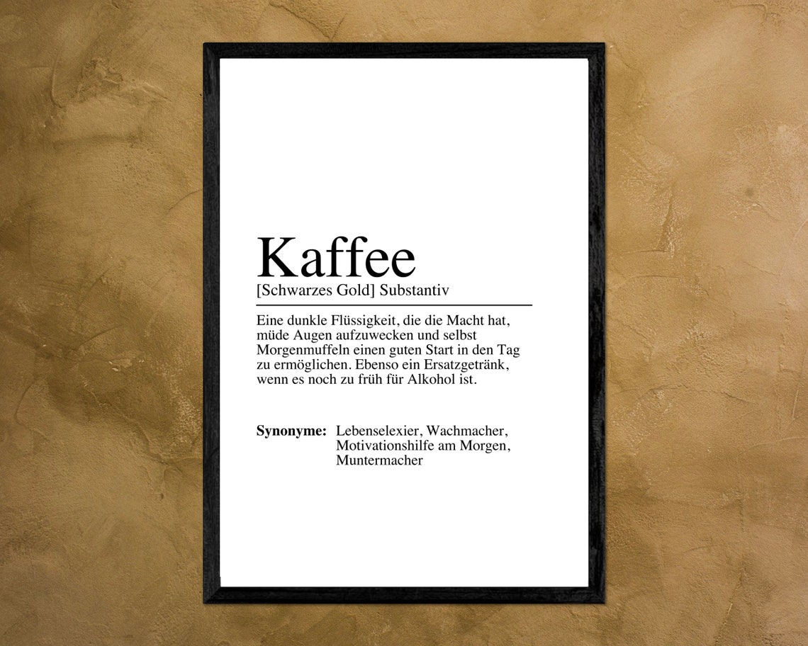 Coffee Definition Poster For The Kitchen Art Print Wall Mural Or Printed