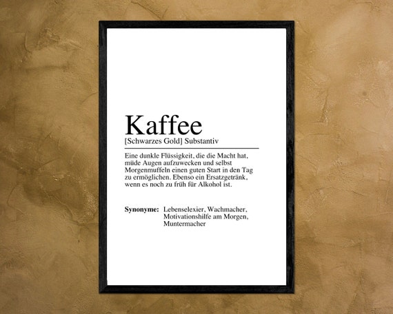 Coffee Definition Poster, Kitchen Decor