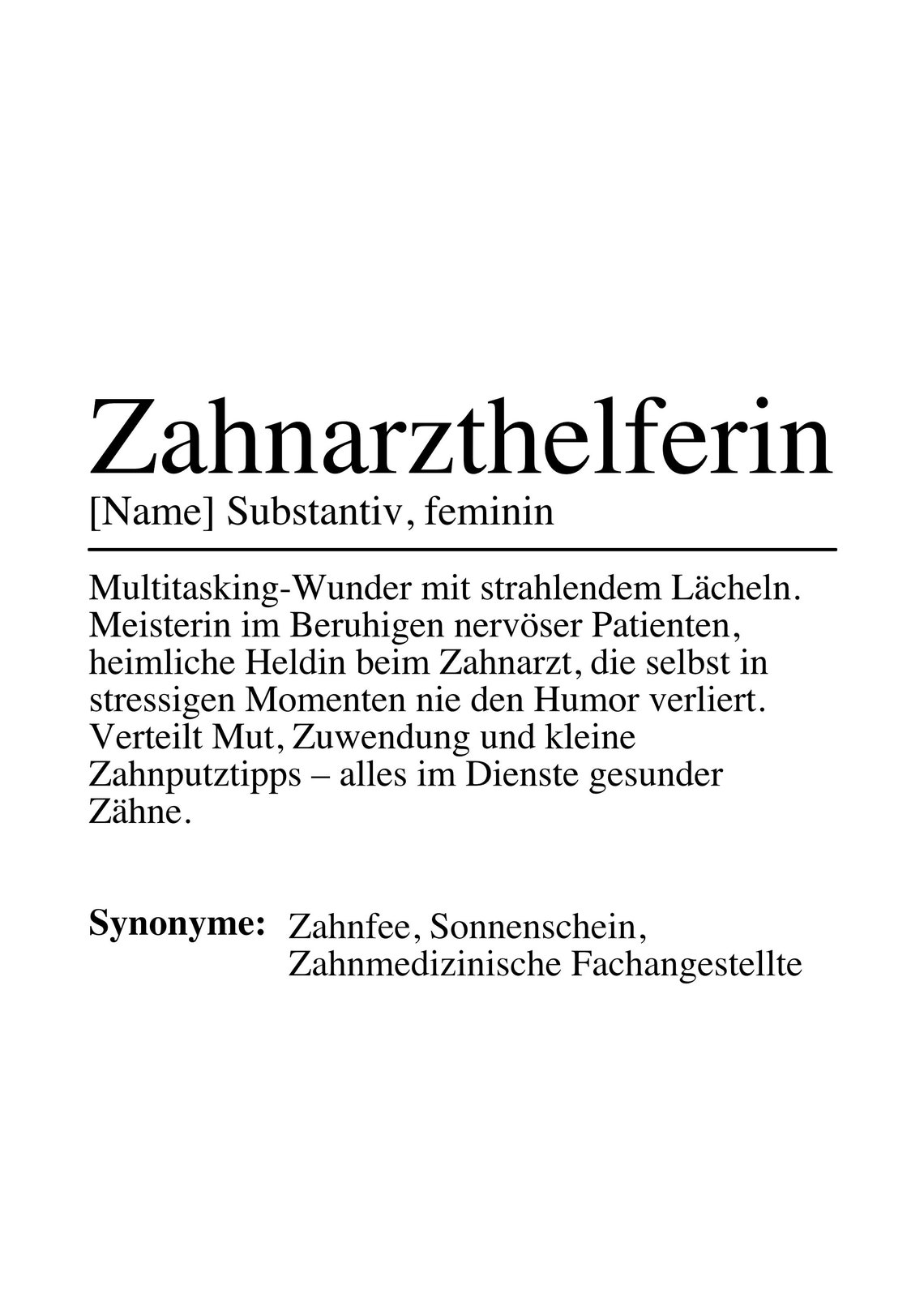 Zahnarzthelferin German Dental Assistant Definition Gift Wall Poster - Image 2