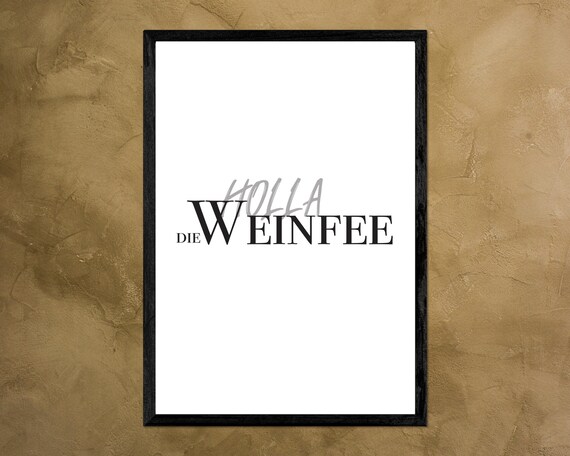 Holla Die Weinfee German Wine Fairy Fun Typography Bar Poster