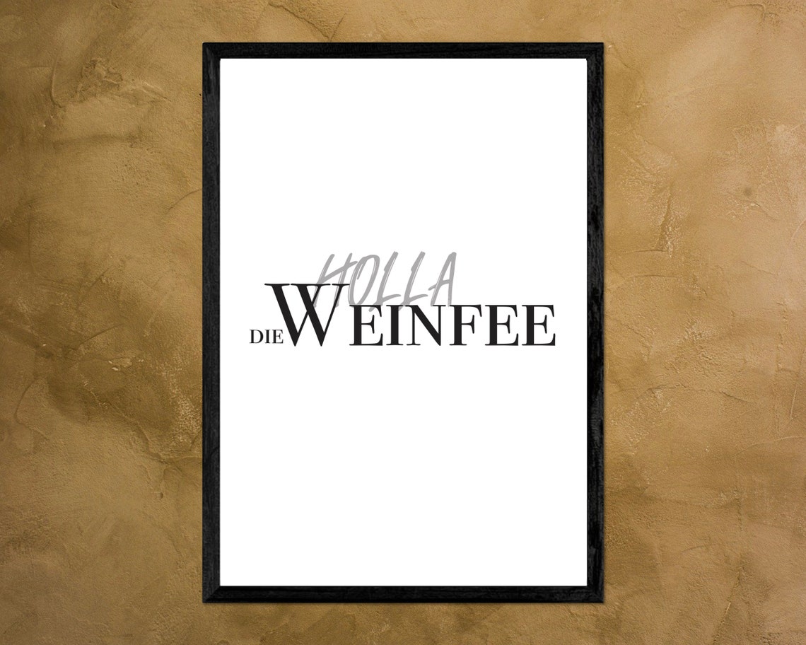 Holla Die Weinfee German Wine Fairy Fun Typography Bar Poster