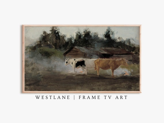 Frame Tv Art Vintage Farmhouse Painting Country Art Tv205