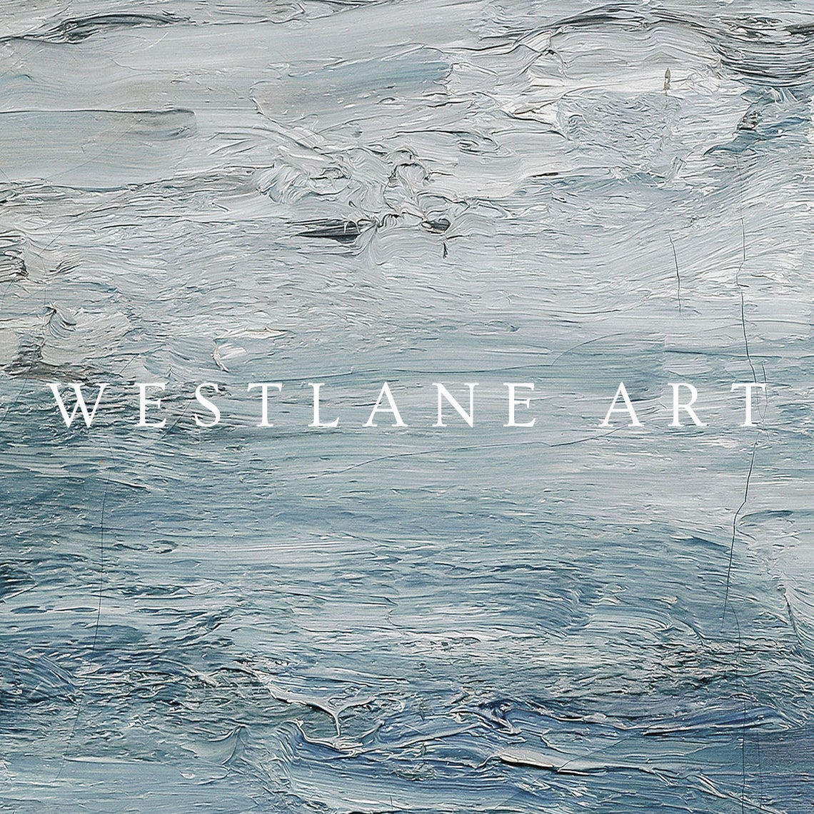 Abstract Blue Textured Ocean Waves Impasto Seascape Canvas Print - Image 2