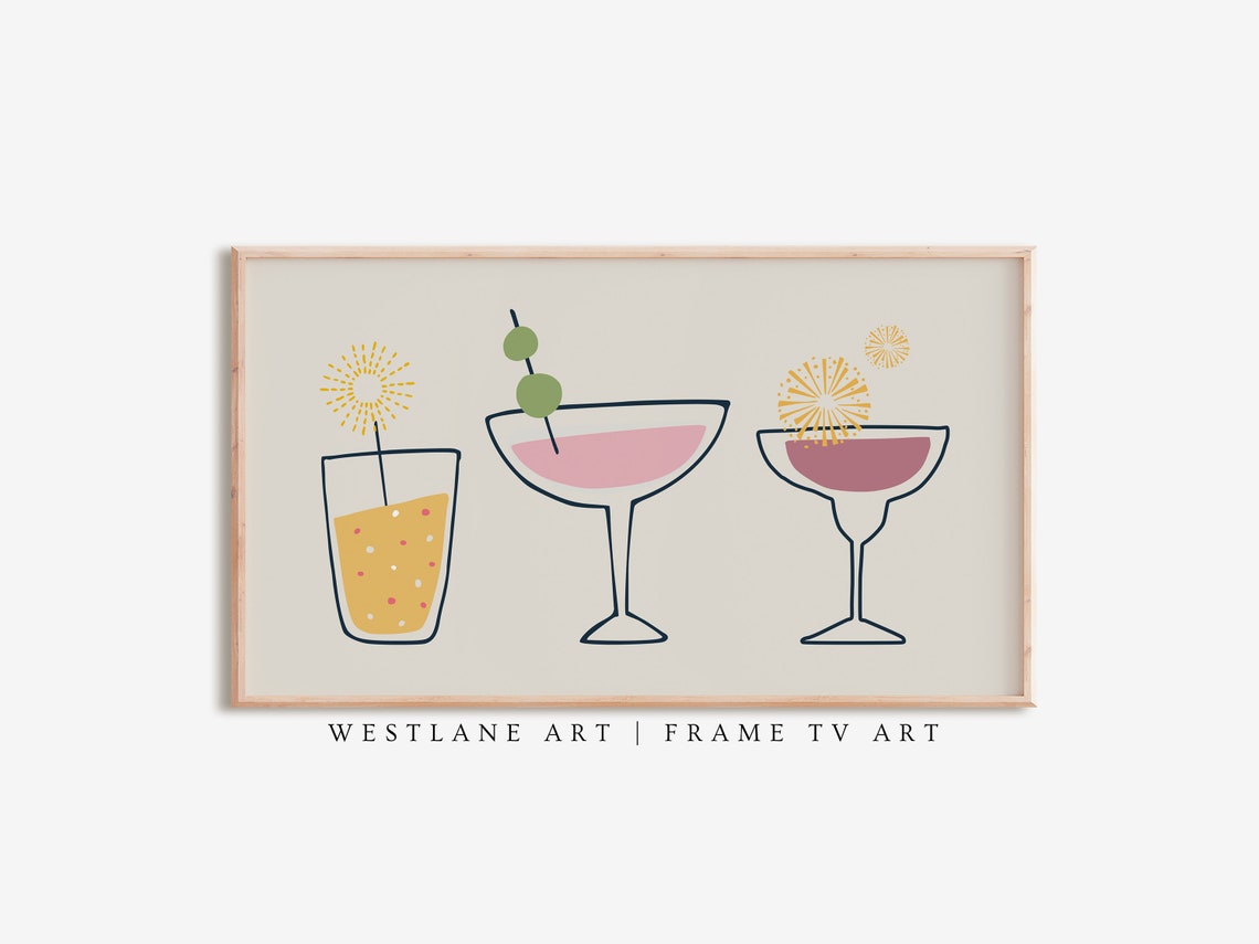 Mid Century New Years Eve Cocktails Sparkler Celebration Wall Art
