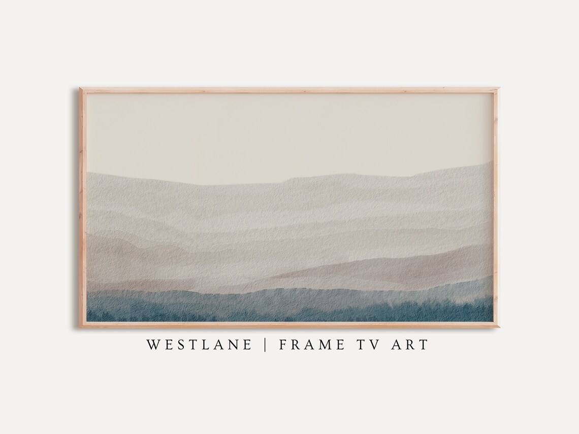 Modern Landscape Frame TV Art, Blue Abstract