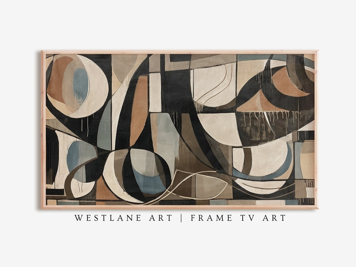 Brown Abstract Mid Century Modern Geometric Shapes Art Poster