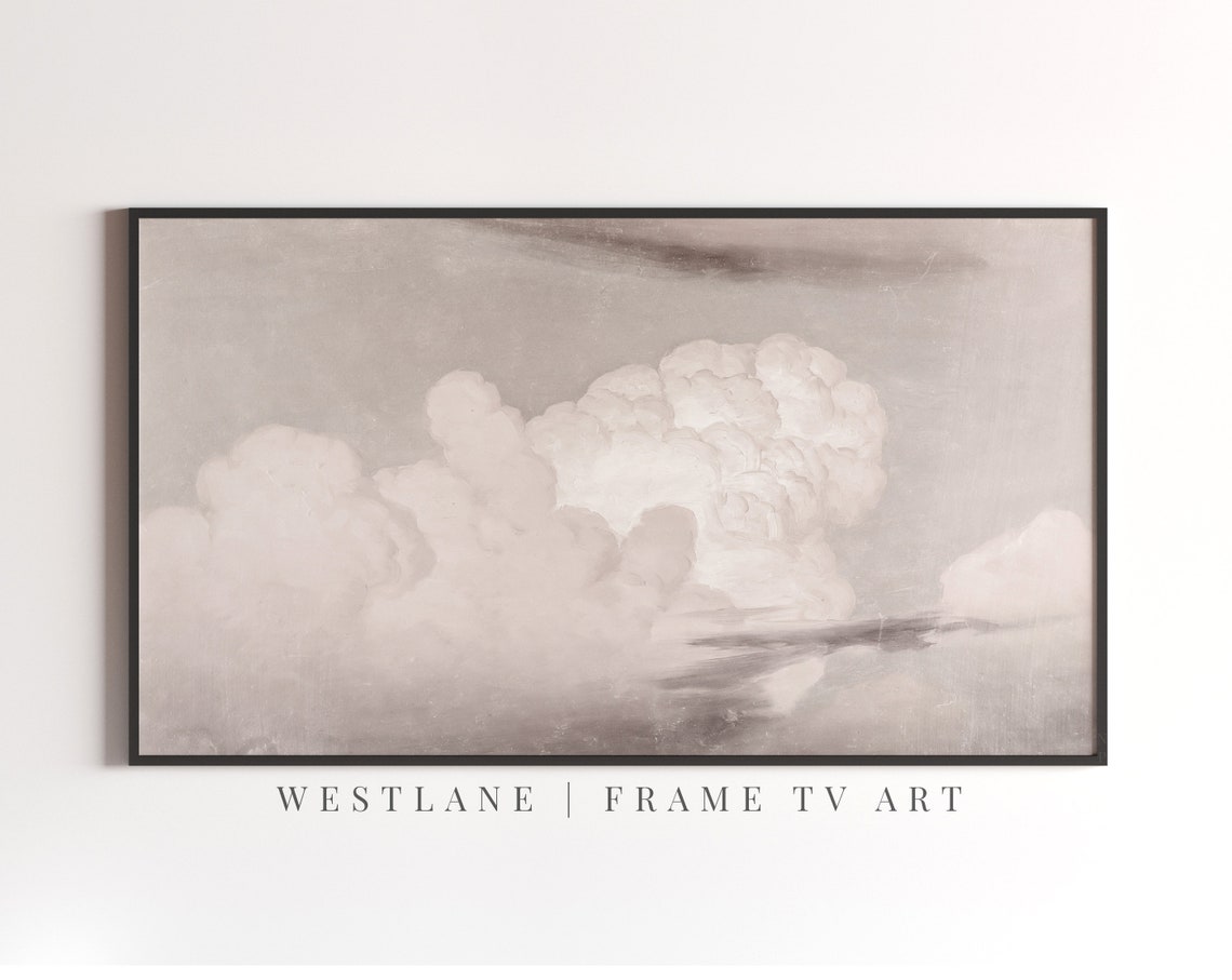 Vintage Cloud Painting, Muted Art Print - Image 2