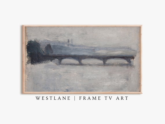 Frame Tv Art Vintage Abstract Bridge Painting Tv235