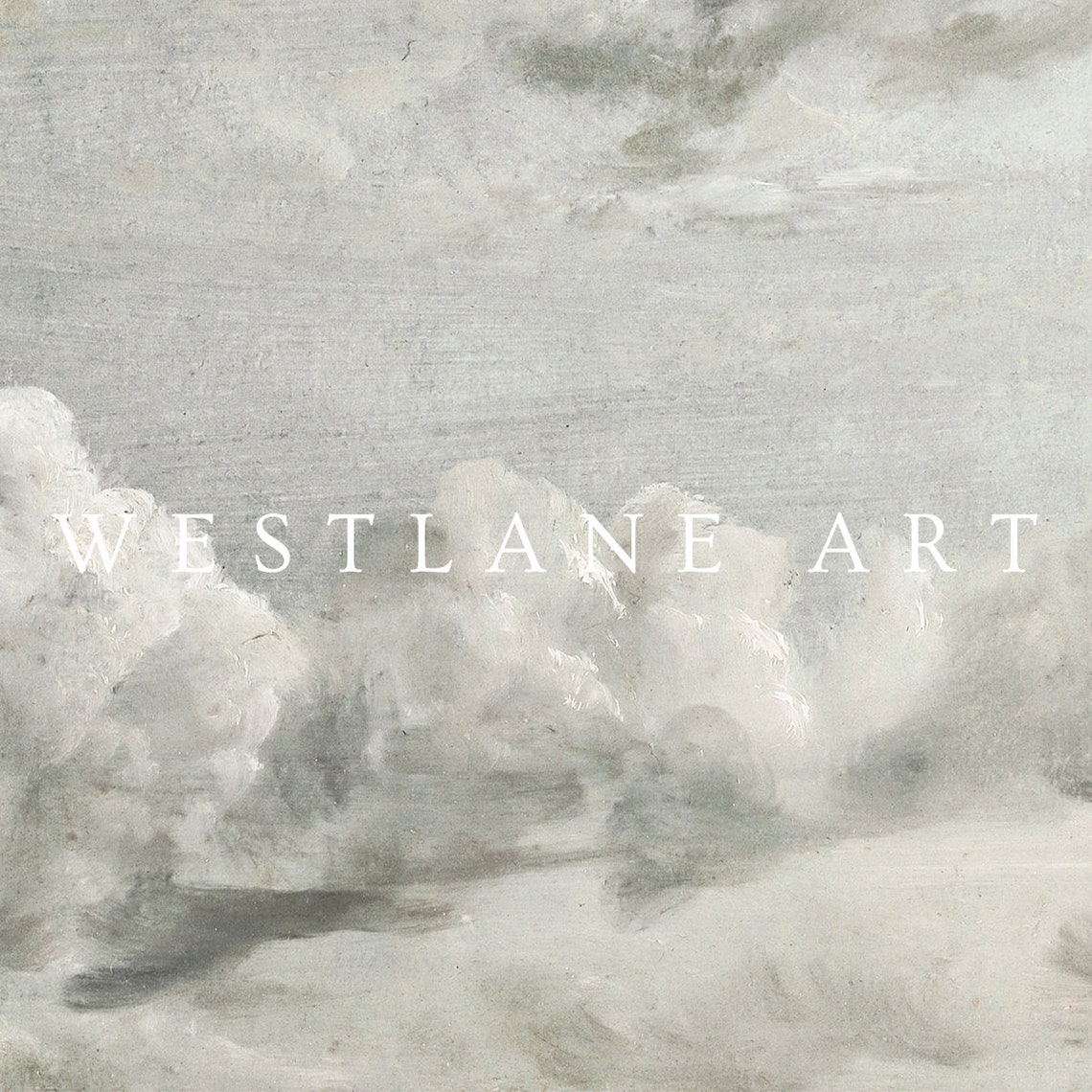 Vintage Cloud Painting Soft Grey White Clouds Sky Art Poster - Image 2