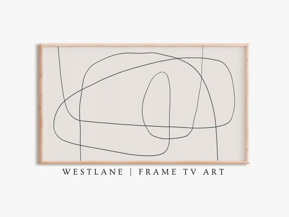 Modern Neutral Frame TV Art, Minimalist Line Drawing