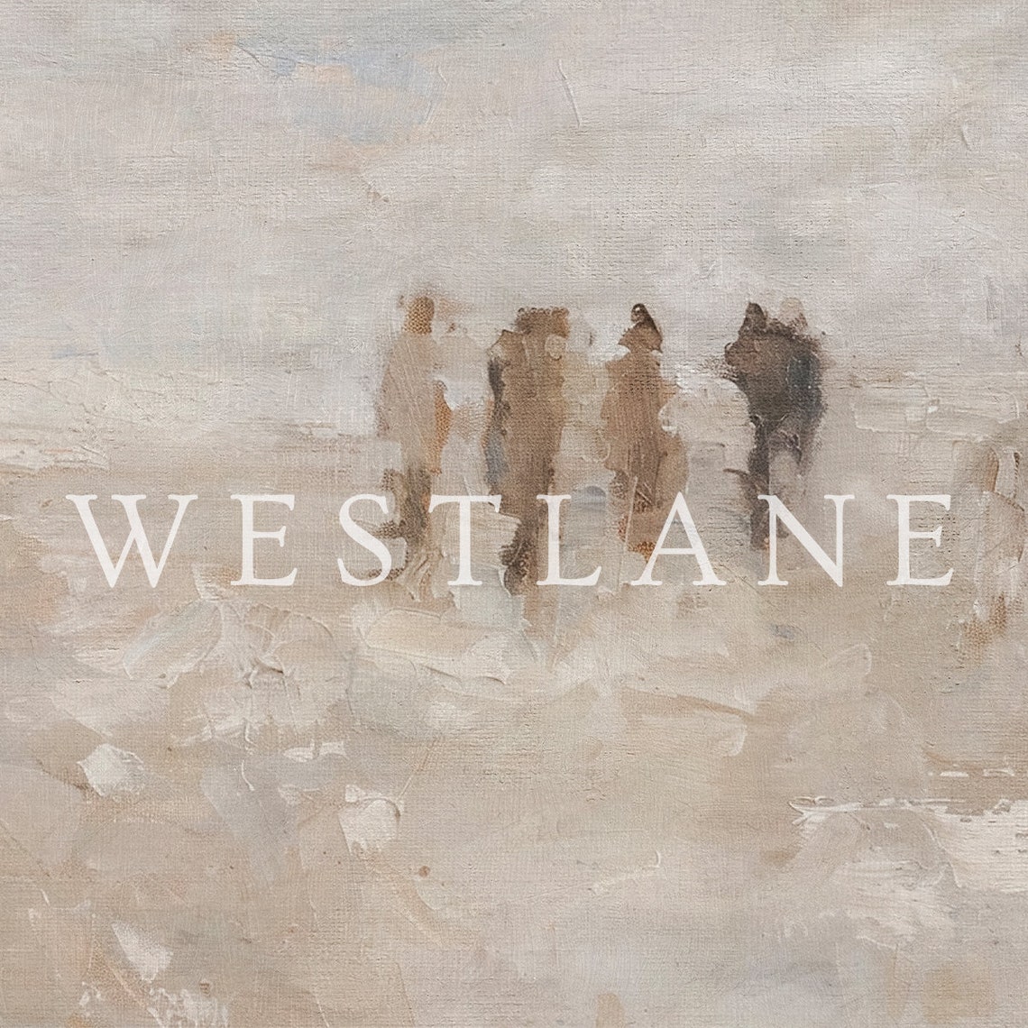 Muted Beige Beach People Abstract Coastal Figures Scene Poster - Image 2