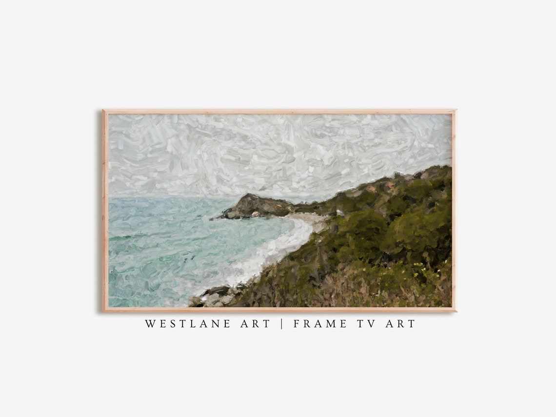 Turquoise Ocean Cliff Coastline Impressionist Seaside View Poster
