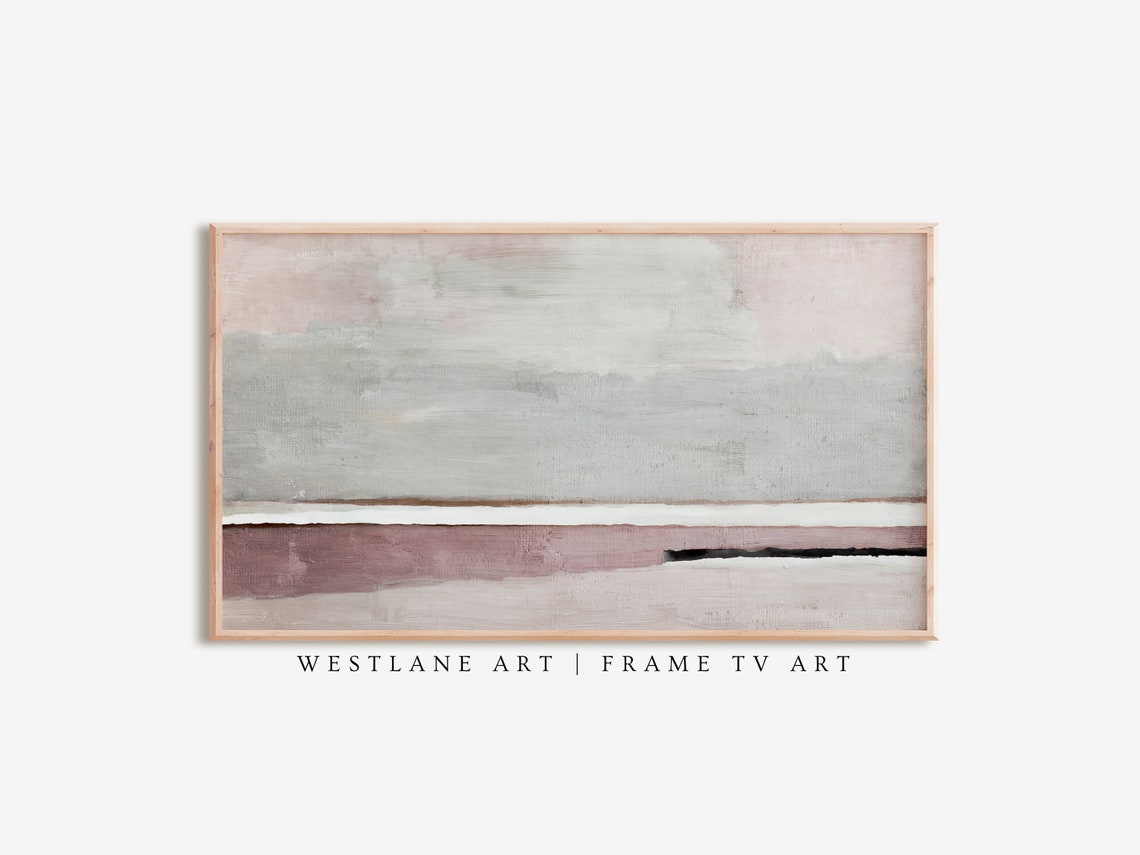 Pastel Abstract Seascape Painting Pink Grey Coastal Art Poster