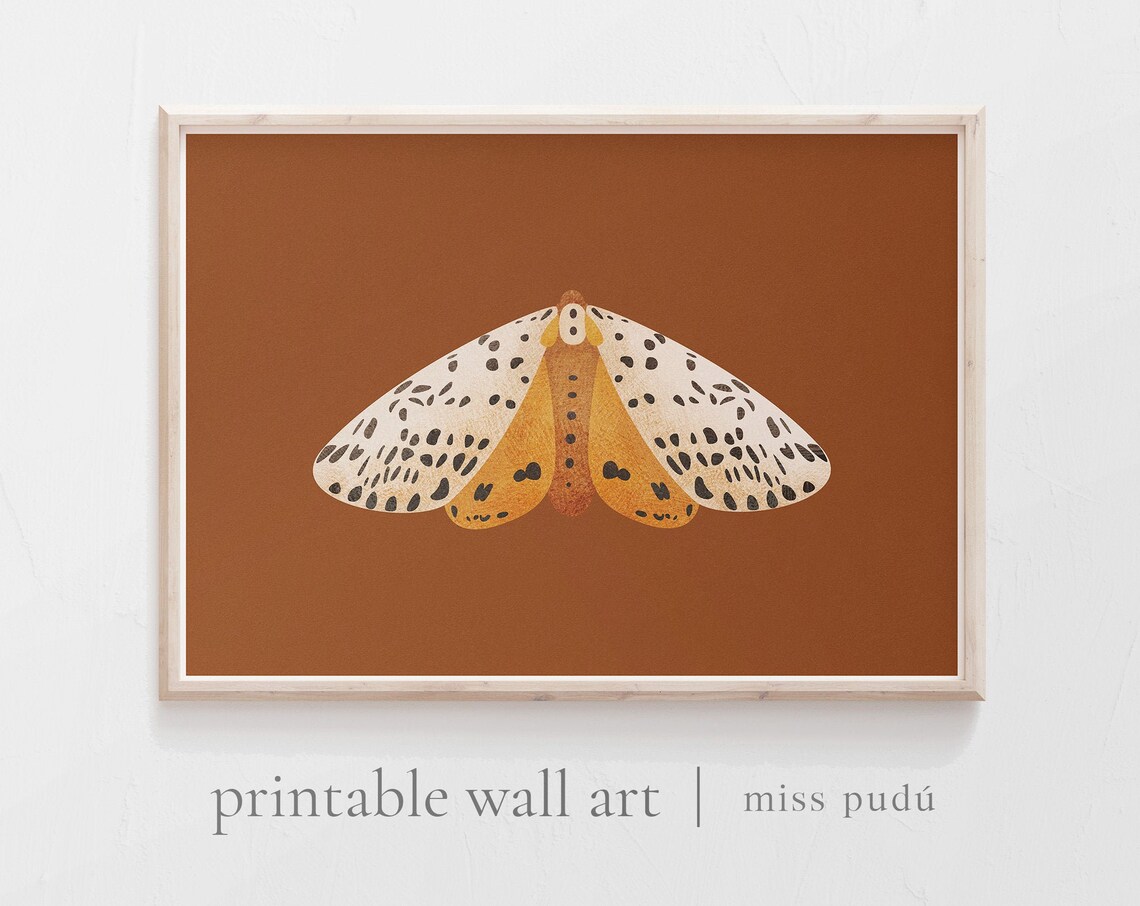 Moth Illustration Modern Wildlife Garden Decor Art Print