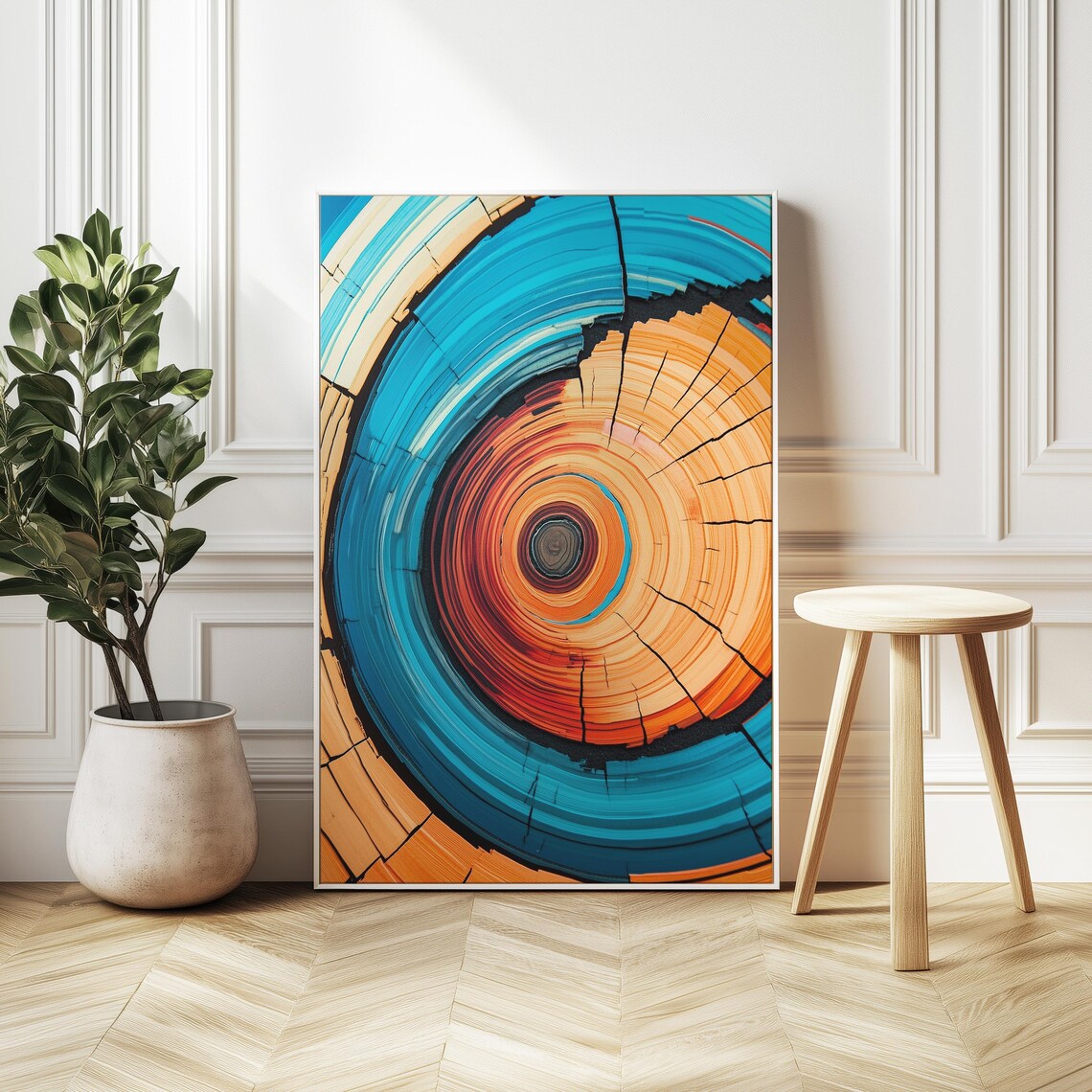 Tree Ring Print, Vibrant Modern Abstract Pattern
