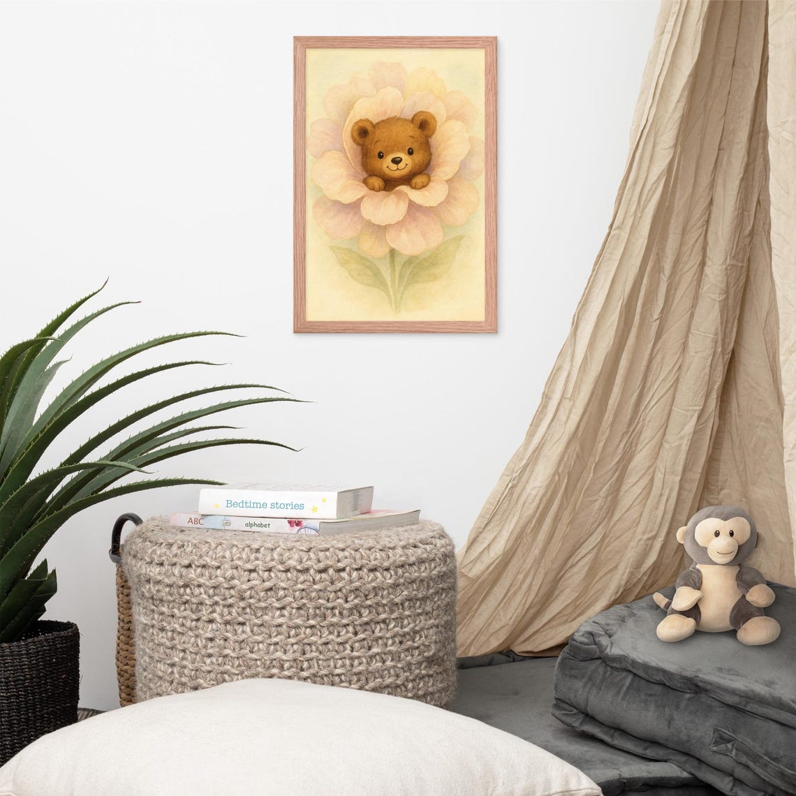 Teddy Bear In Flower, Baby Nursery Decor Poster - Image 4