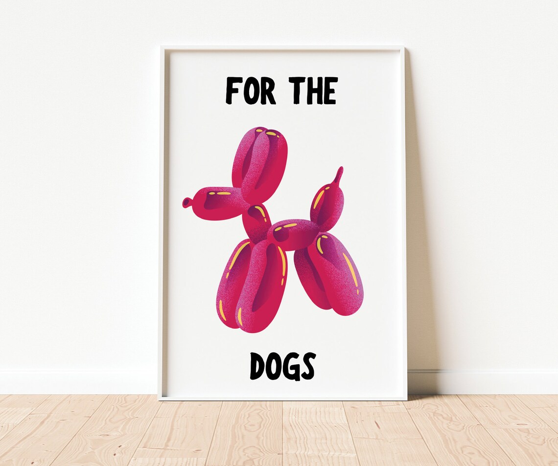 Pink Balloon Dog Art Print Funny Modern Decor for Dog Lovers - Image 3