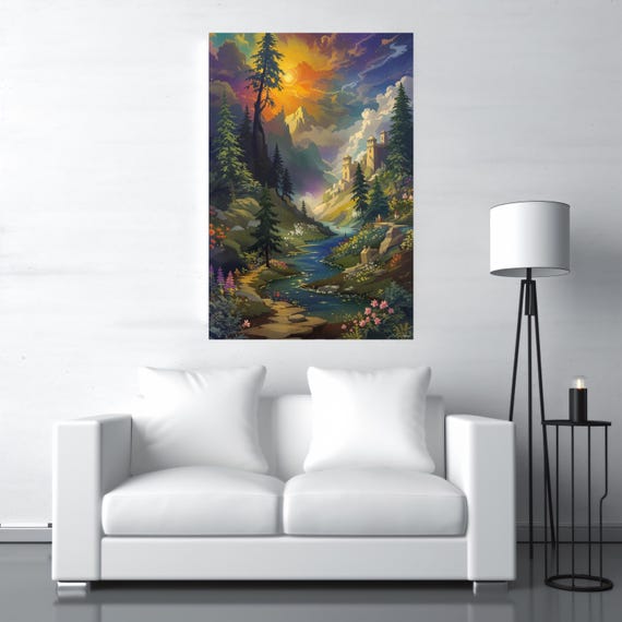 Mountain Stream Vibrant Art Print