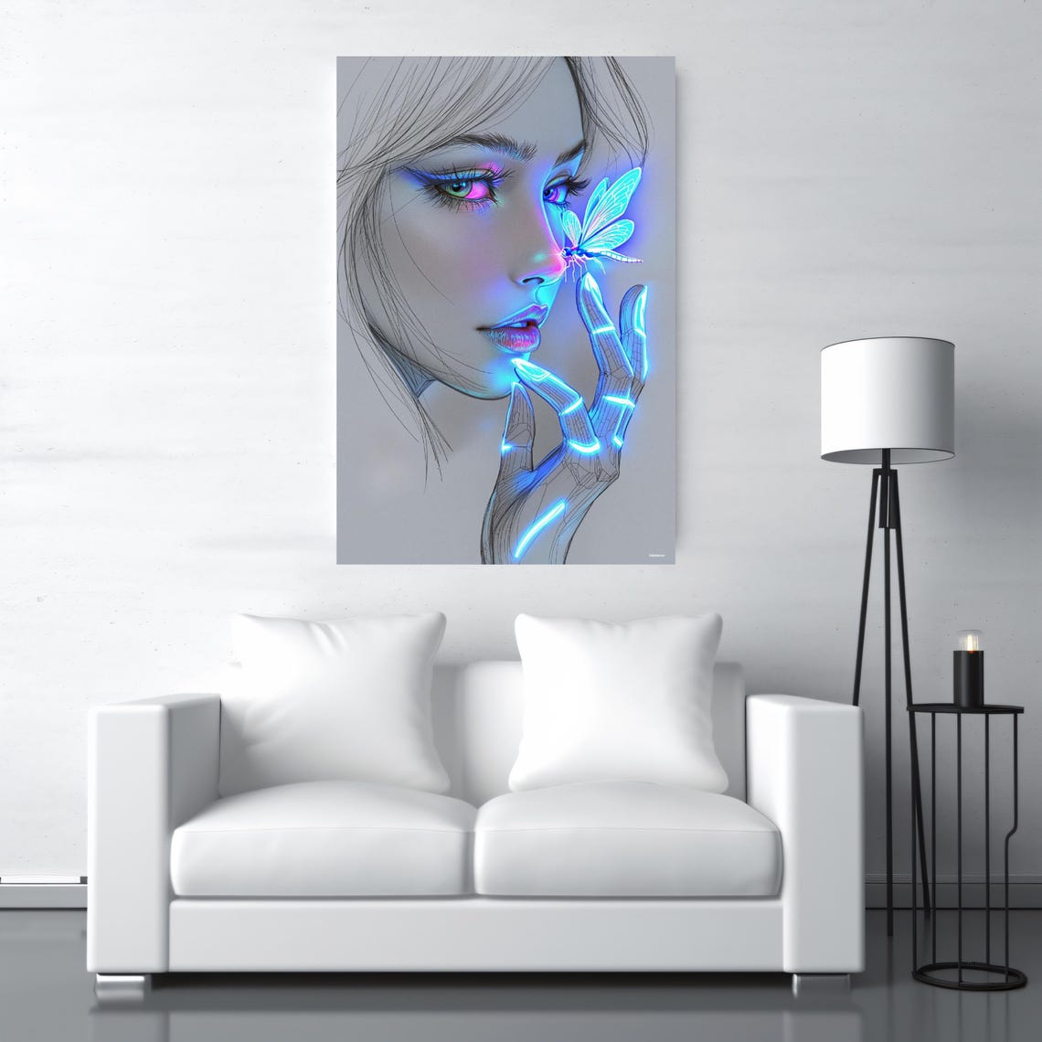 Neon Butterfly Girl - Pop Art Print