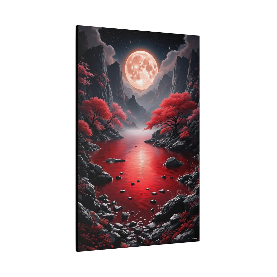 Blood Moon Lagoon - Abstract Modern Art Print - Image 2
