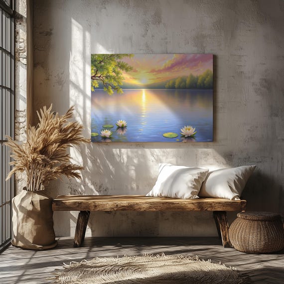 Evening Glow At The Lake Wall Art Matte Nature Decor Home Ideal For Housewarming Birthdays Holidays Scenic Art Print Home