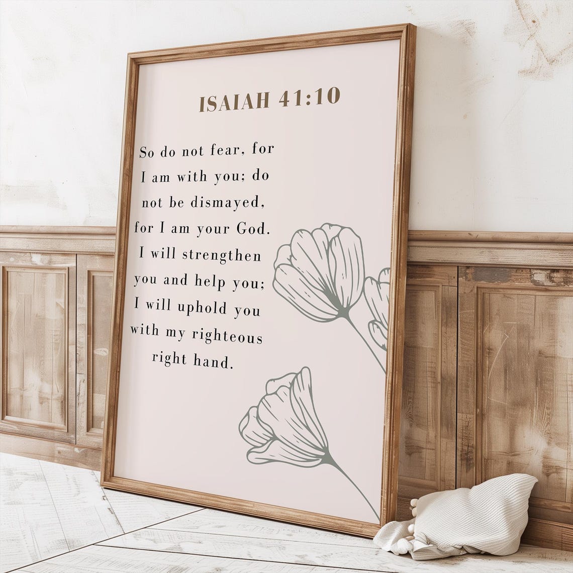 Isaiah 41 10 Bible Verse Do Not Fear Scripture Poster Floral Line Art