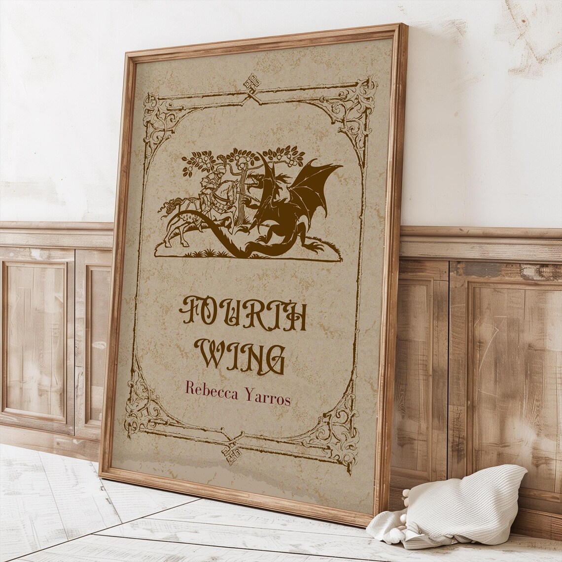 Fourth Wing Rebecca Yarros Dragon Knight Vintage Parchment Poster - Image 3