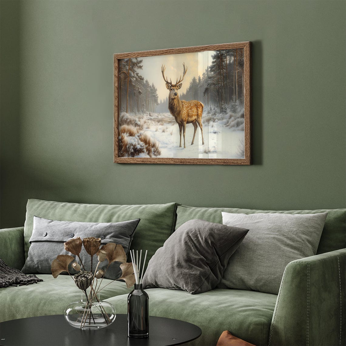 Vintage Reindeer In Snow Frame Tv Art Deer Oil Painting Winter Frame Tv Art Country Farmhouse Screensaver Woodland Animal - Image 5