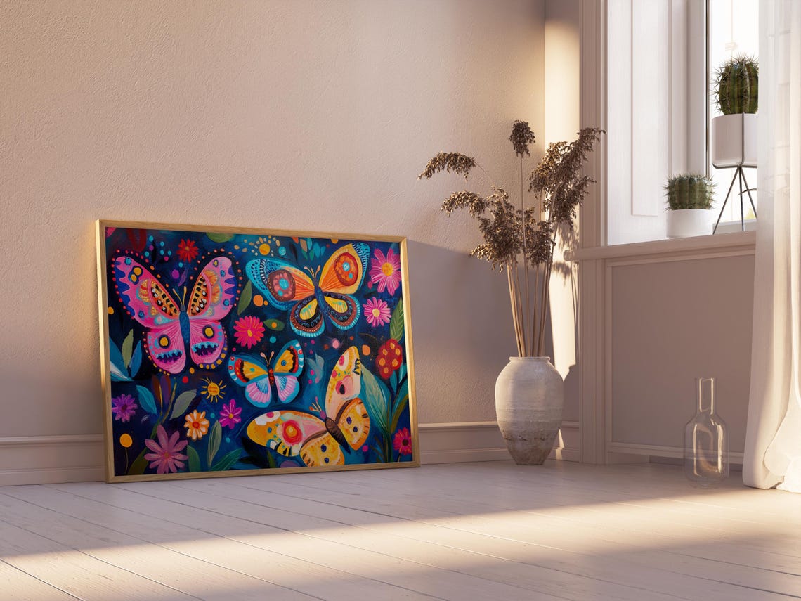 Print Butterfly Portrait Painting Mexican Wall Art New Listing 24 - Image 2