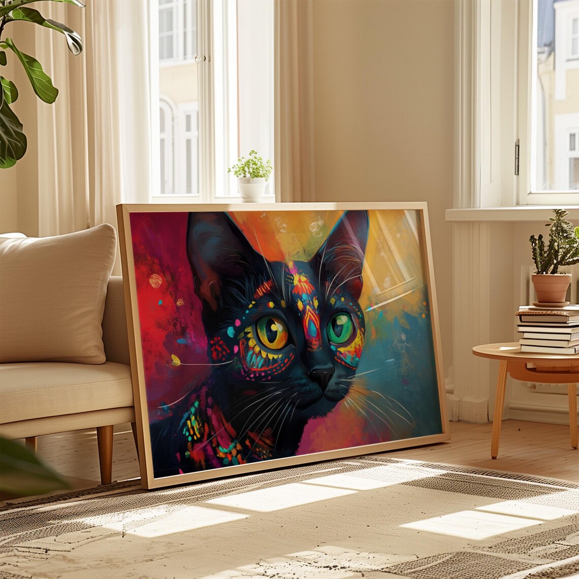 Cat Portrait Painting, Mexican Wall Art - Image 4