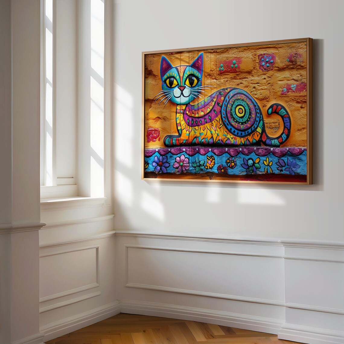 Cat Portrait Painting, Mexican Wall Art - Image 3