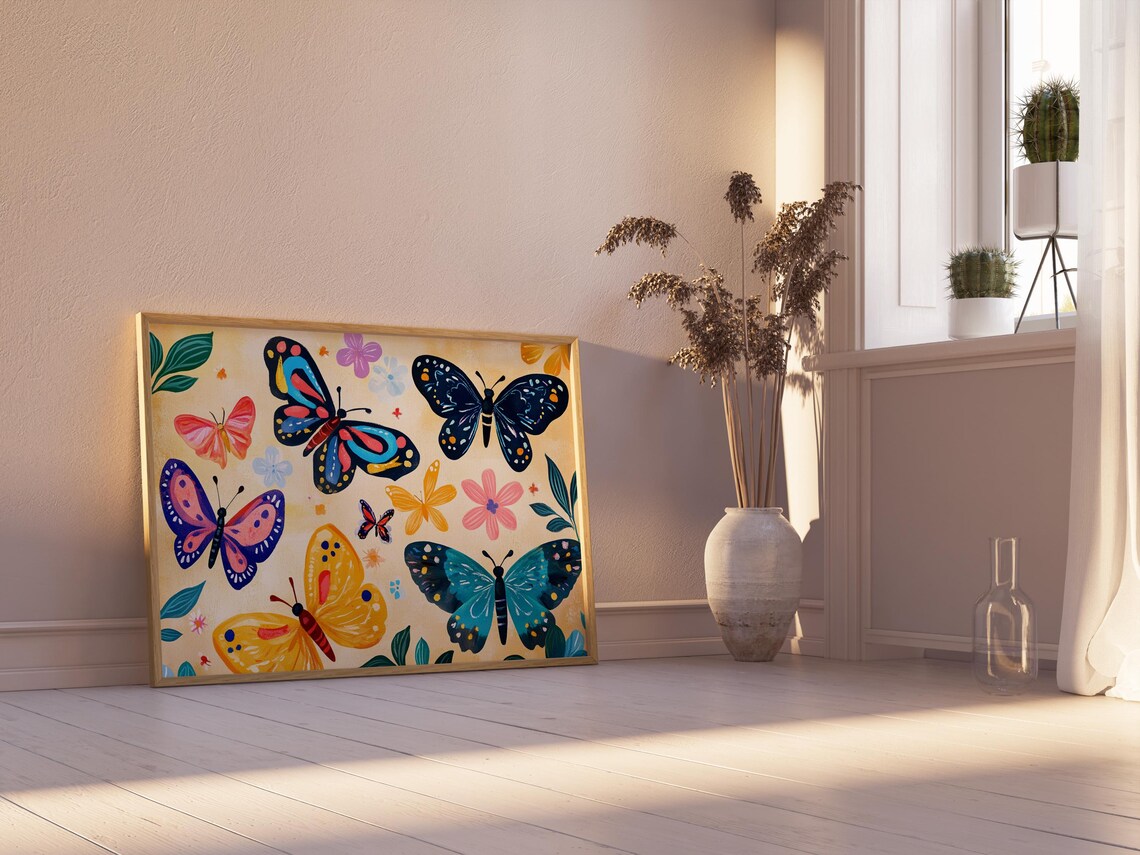 Butterfly Collection Print Nine Colorful Wings Cream Garden Wall Art - Image 2