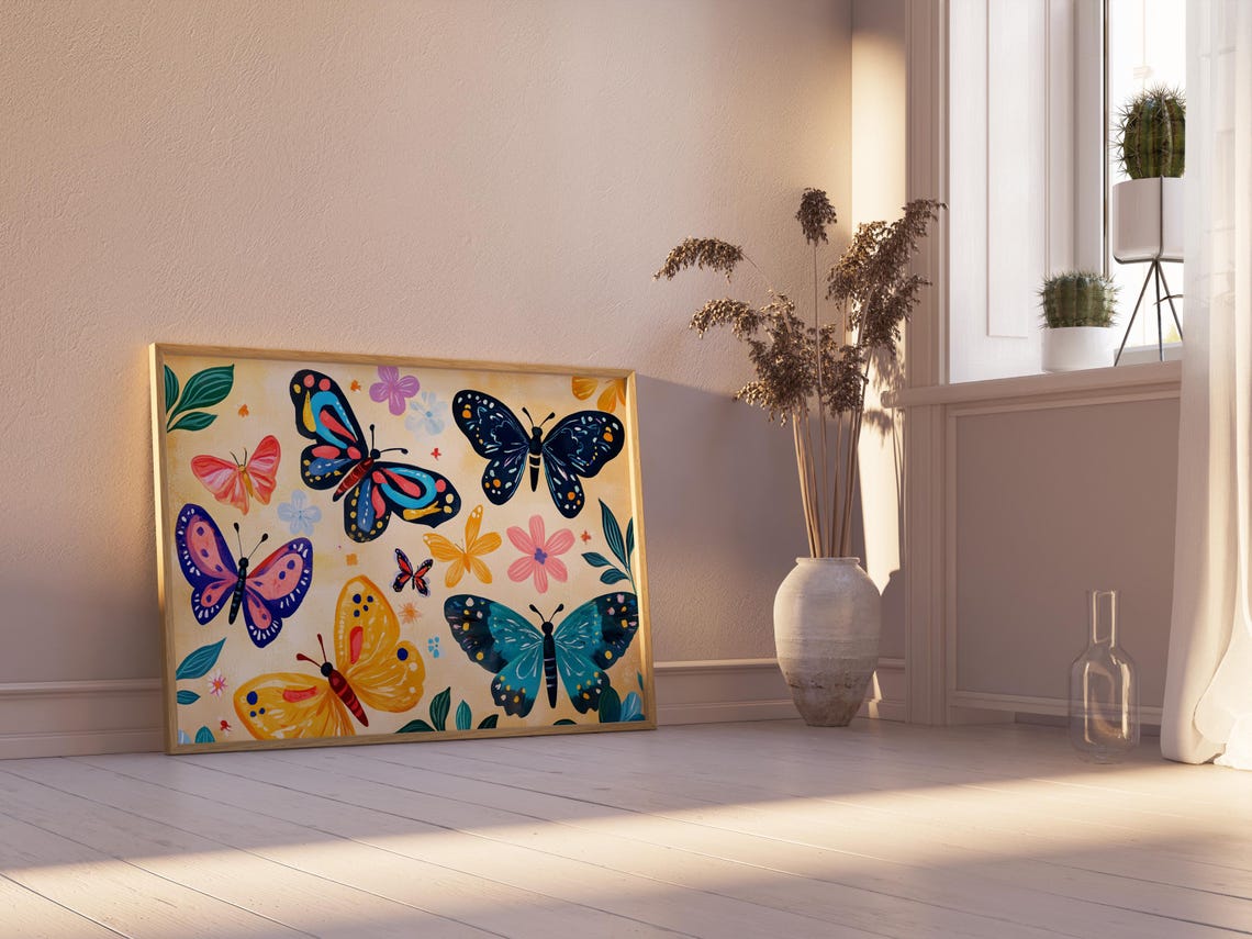Print Butterfly Portrait Painting Mexican Wall Art New Listing 14 - Image 2