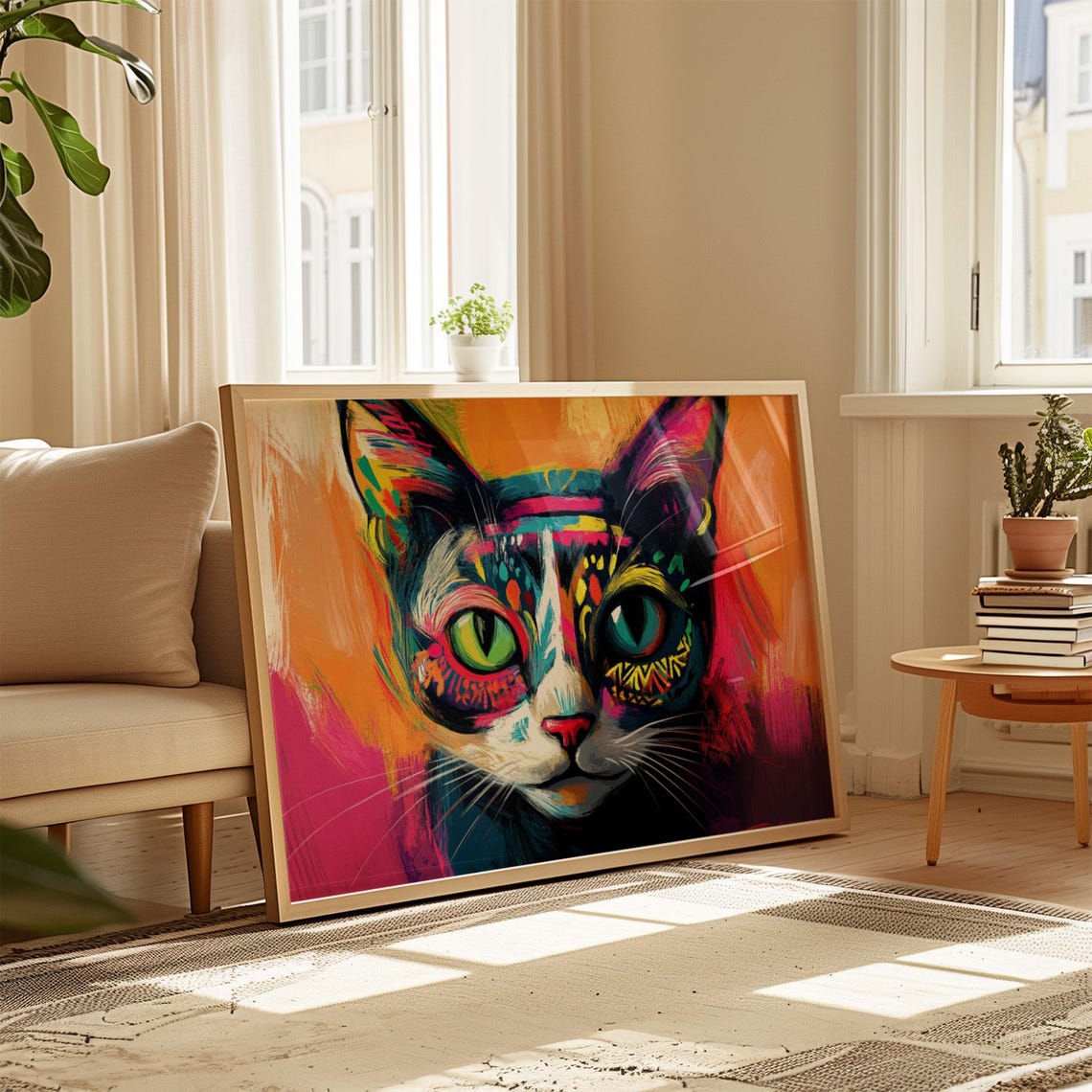 Cat Portrait Painting, Mexican Wall Art - Image 4