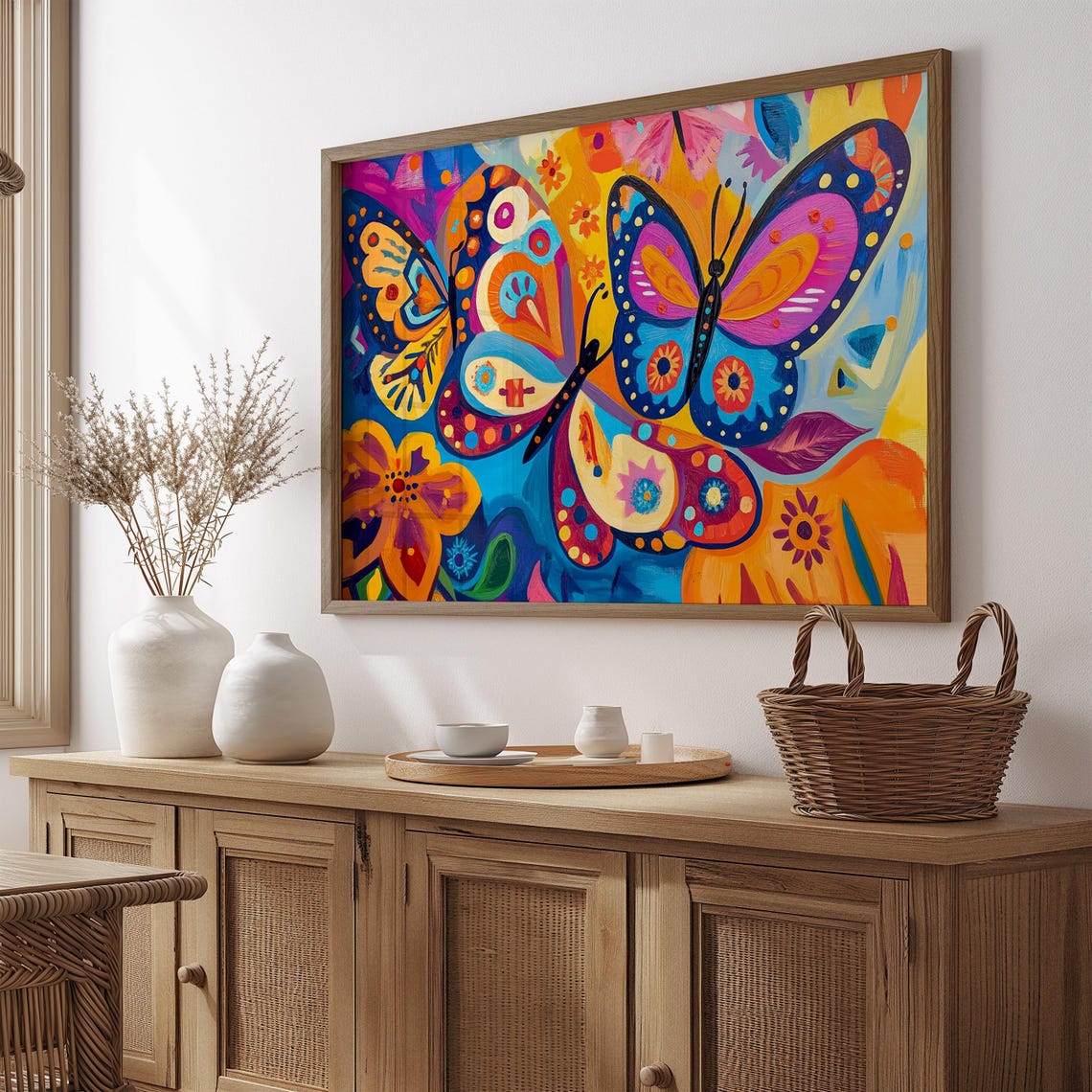 Print Butterfly Portrait Painting Mexican Wall Art New Listing 9