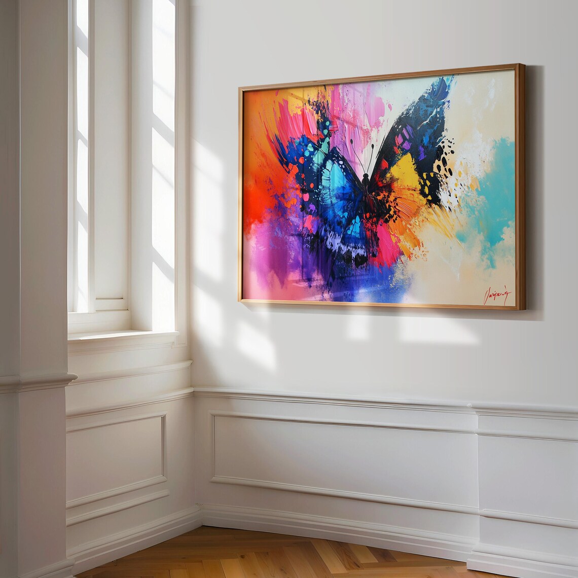 Abstract Expressionist Butterfly Painting Splash Color Wings Wall Art Print - Image 3