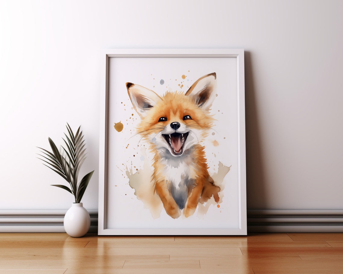 Fox Poster Fox Painting Fox Nusery Animal Nursery Decor Fox Print Fox Wall Art Fox Gifts Bathroom Wall Decor Watercolor Fox Poster - Image 2
