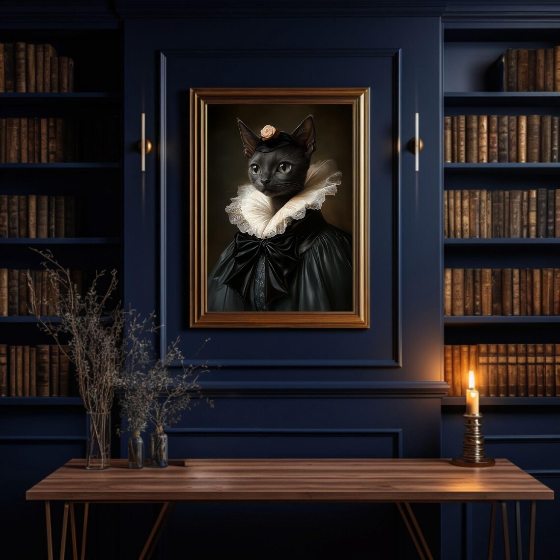 Gothic Cat in Dress, Whimsigoth Cat Art Print - Image 2