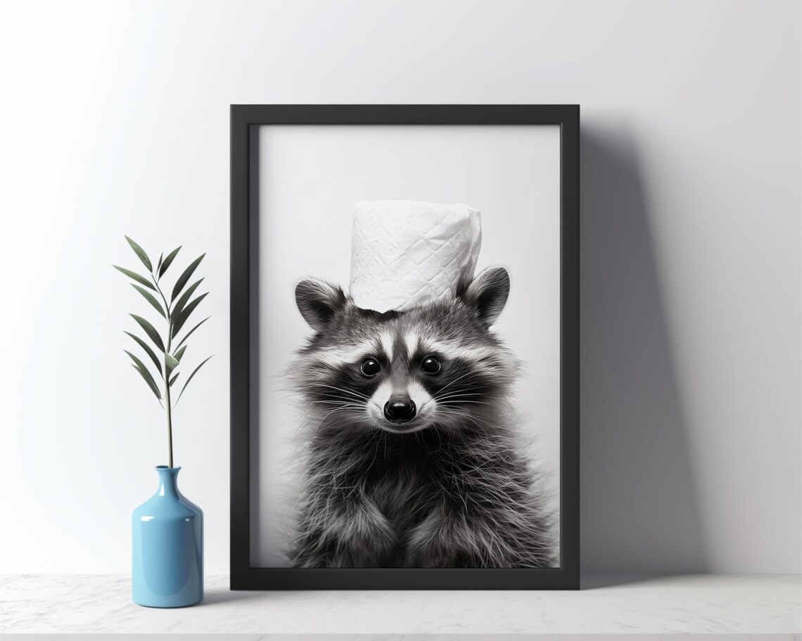 Raccoon Poster, Animal Bathroom Wall Art Print - Image 2