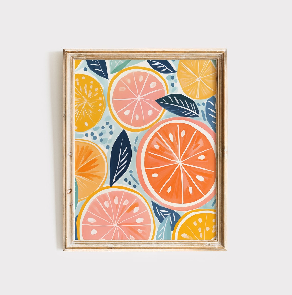 Colorful Citrus Slice Pattern Orange Fruit Market Art Poster