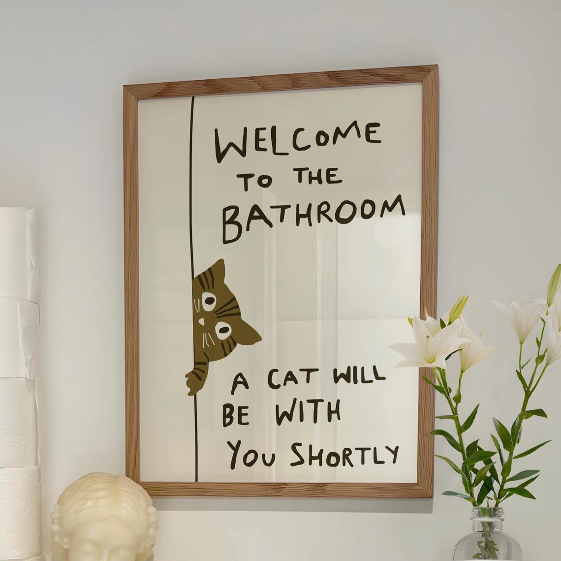 Funny Cat Bathroom Art Print, Bathroom Humor