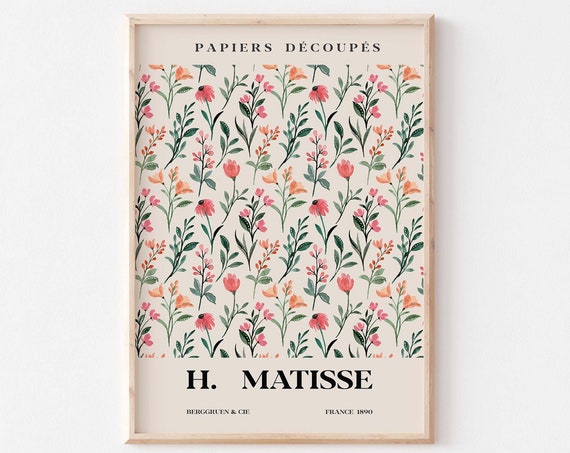 Pink Green Ditsy Watercolor Flowers Matisse Print Henri Matisse Wall Art Henri Matisse Matisse Poster Matisse Print A5 A4 A3 A2 A1 A0