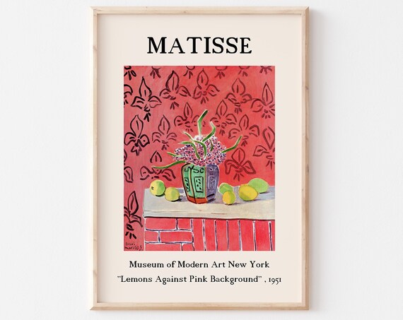 Henri Matisse Lemons Against Pink Background 1951 Art Poster