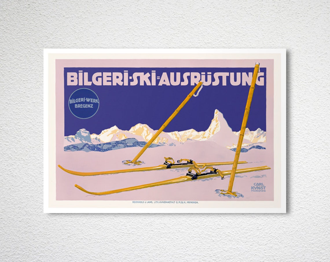 Bilgeri Ski Ausrustung Bregenz Austrian Vintage Ski Equipment Poster - Image 2
